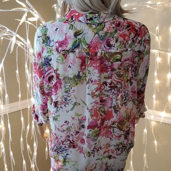 LIZ CLAIBORNE PETITES Women's Floral Blouse, Size Petite Large PL - Picture 9 of 12